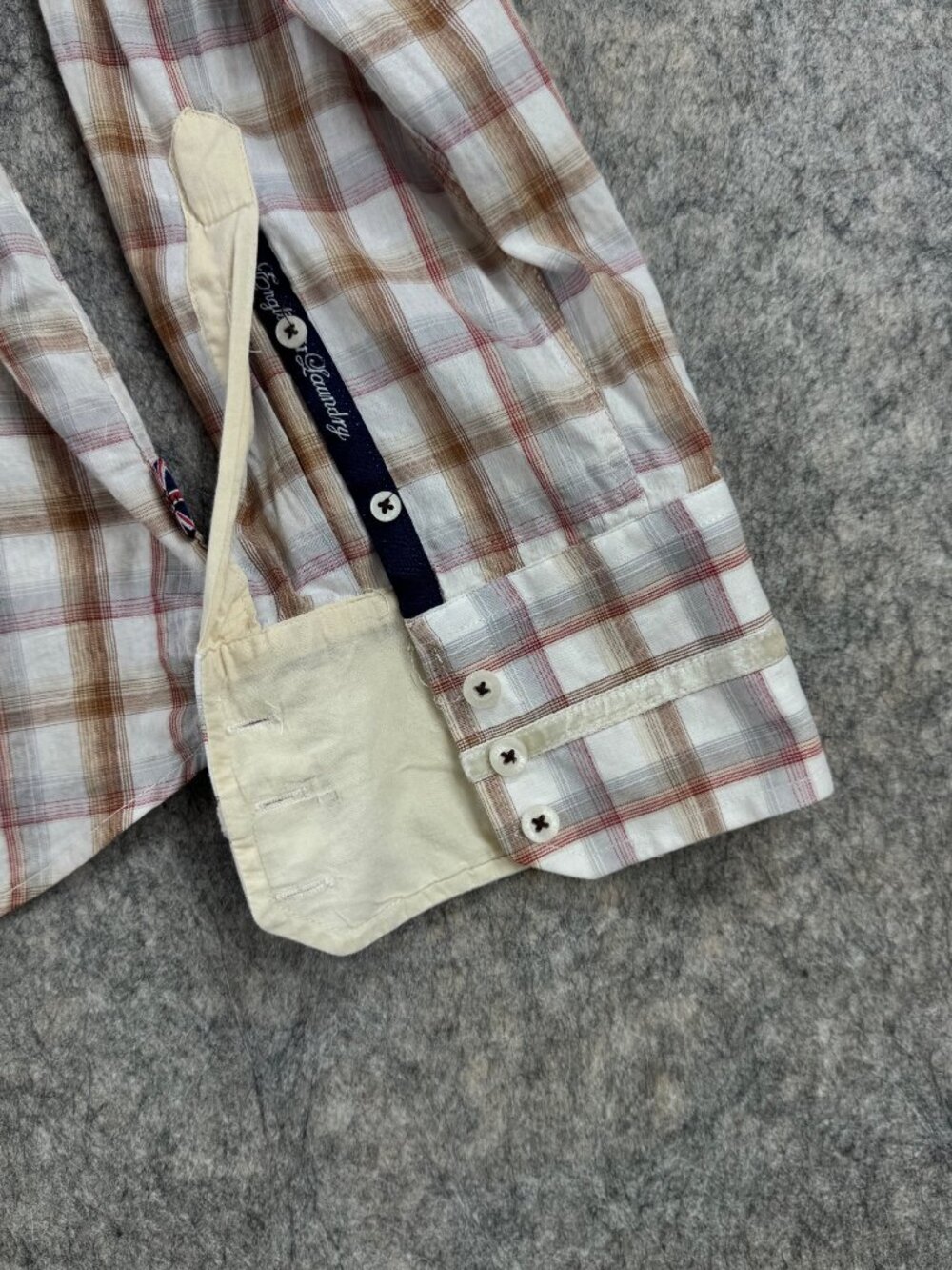 Vintage English Laundry Mens Plaid Shirt French Cuff Embroidered Sz XXL Cotton - Picture 16 of 16